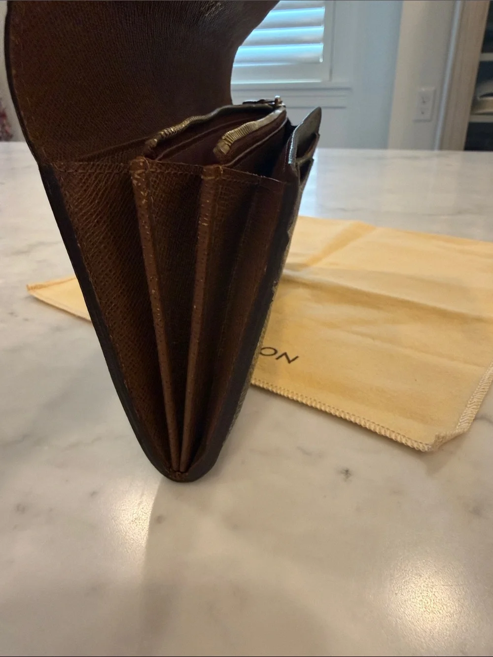 Louis Vuitton Monogram Canvas Continental Wallet in Brown with Gold Hardware